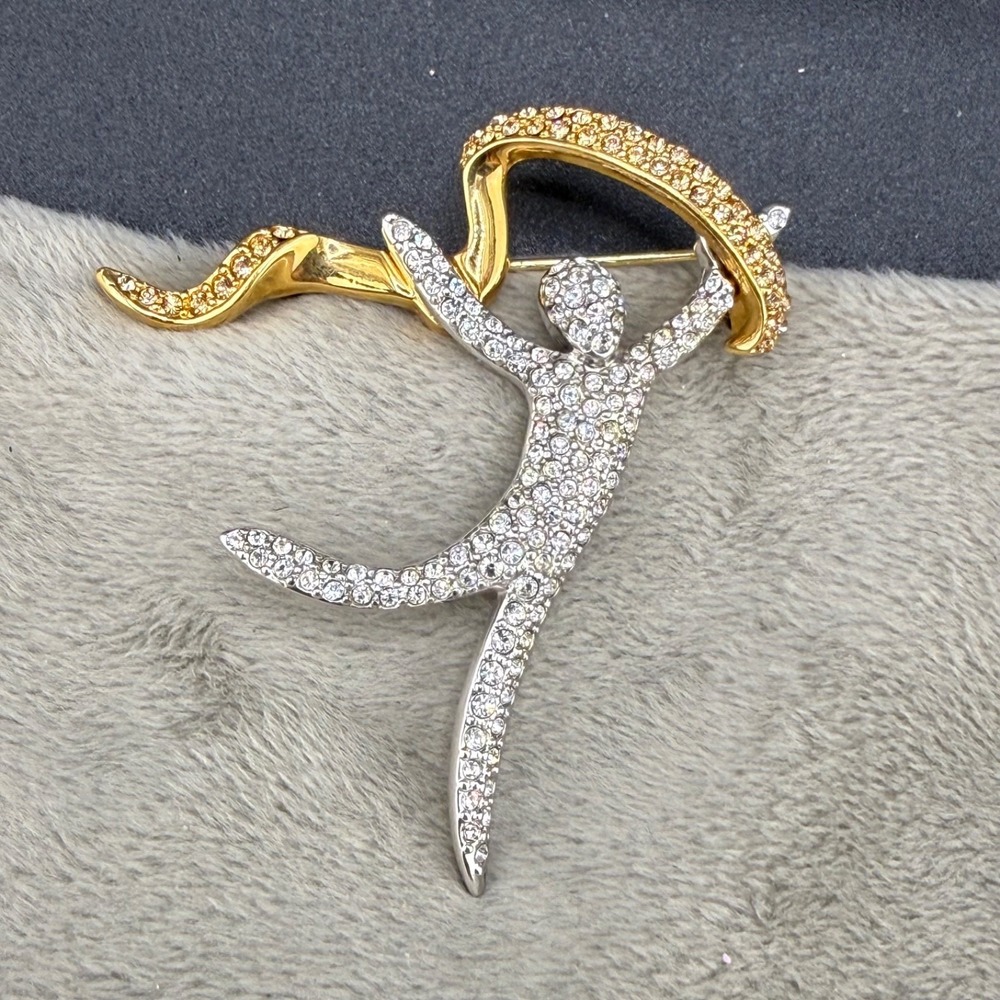 Vintage Swarovski Brooch JOY 2000 Annual Edition Silver‎ Tone Dancer
